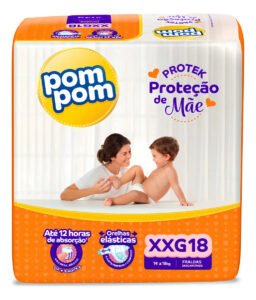 Fralda Pom Pom Protek XGG para Bebês de 14 a 18 kg, com 18 Unidades