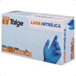 Luvas Nitrílicas Antiderrapantes Talge Azul Hipoalergênicas G 100 Un
