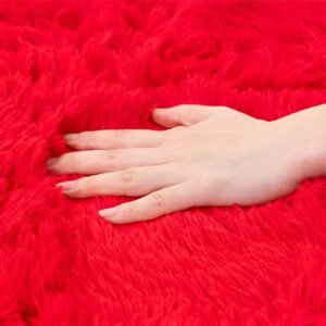 Tapete Para Quarto Felpudo 1,40×2,00 Sala Peludo Pelinho Die Cor Vermelho Desenho Do Tecido Pelo Alto