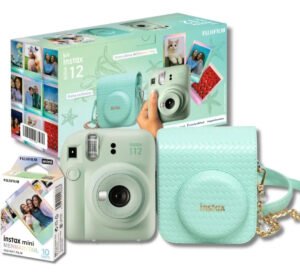 Câmera Instantânea Fujifilm Instax Mini 12 com Kit de 10 Filmes e Bolsa Mint Green