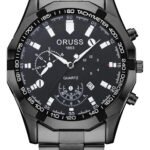 Oruss Relógio Masculino Quartz Original Em Aço Inoxidável Wf Fundo Preto
