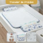 Trocador De Fralda Impermeável Dobrável Lindas Estampas Nuvem Azul