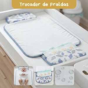 Trocador De Fralda Impermeável Dobrável Lindas Estampas Nuvem Azul