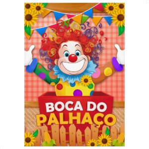 Painel Festa Junina Vazado Boca Do Palhaço Brincadeira Jogo Arraiá 1,50×2,20m Em Tecido Criatema