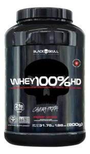 Whey 100% Hd Black Skull – 900g (wpc, Wpi E Wph) Caveira Pre Sabor Morango