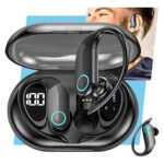Fone de Ouvido Bluetooth TWS Esportivo com Gancho para Academia e Corrida