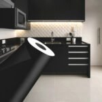 Papel De Parede Adesivo Autocolante Lavável Vinílico Envelopamento Móveis 10 Metros X 45cm Cor Preto Fosco