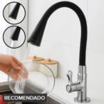 Torneira Gourmet Luxo Flexível Cozinha Cuba/Bancada 2 Jatos Turbo Cor Preto – Marca Camperluz