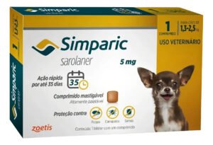 Antipulgas Simparic para Cães 5 mg 1,3 a 2,5 Kg 1 Comprimido