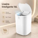 Lixeira Inteligente 16l Com Sensor Automático E Tampa Touch Branco