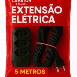 Extensão Elétrica 5 Metros Compacta Tripolar Energia 3 Tomadas Bivolt Creator Brasil