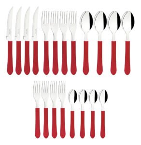 Faqueiro Inox Tramontina Leme 20 Peças – Vermelho