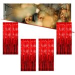 Kit C/ 4un Cortina Metalizada Fitas Para Decoração Franja Cor Vermelho