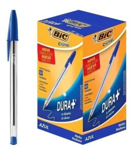 Caneta Esferográfica Bic Cristal Dura+ cor Azul – Caixa 50 Unid