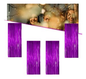 Cortina Metálica Papel Metalizado Roxo 2m x 1m Para Festas