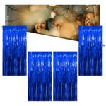 Kit C/ 4un Cortina Metalizada Fitas Para Decoração Cor Azul
