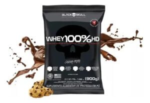 Suplemente Em Pó Whey 100% Hd Refil 900g Black Skull Sabor Cookies