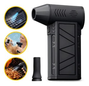 Mini Ventilador Soprador Ar Turbo 130000RPM Sem Fio Recarregável USB 3 Níveis Jato Forte Portátil Multiuso Limpeza Teclado Carro Acende Churrasqueira Simake