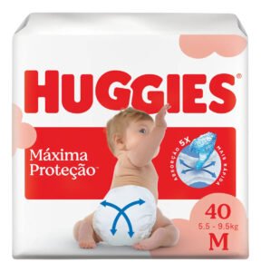 Huggies Fralda Descartável Máxima Proteção M – 40 Un