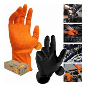 Kit 50 Luva Nitrílica Química Laranja Ou Preta Mecânico Epi Cor Preto Tamanho Xg (10)