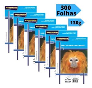 Papel Fotográfico Adesivo A4 Glossy 130g 300 Fls Masterprint Cor Branco