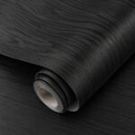Papel De Parede Adesivo Madeira Preta textura realista Autocolante Lavável 3d texturizada Vinil para Envelopar Móveis e paredes rolo 10 Metros X 45cm