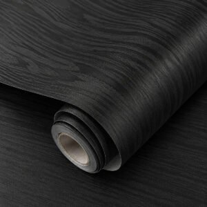 Papel De Parede Adesivo Madeira Preta textura realista Autocolante Lavável 3d texturizada Vinil para Envelopar Móveis e paredes rolo 10 Metros X 45cm