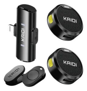 Microfone Sem Fio Lapela KAIDI KMF4-A Imã Duplo Anti Ruído para Iphone 11 12 13 14