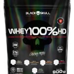 Suplemento en pó Black Skull Whey Protein Massa Muscular Proteína de Whey 100% HD sabor morango x 900g