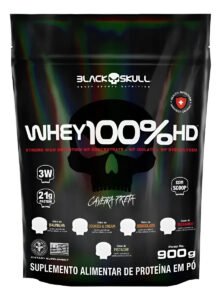 Suplemento en pó Black Skull Whey Protein Massa Muscular Proteína de Whey 100% HD sabor morango x 900g