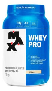 Suplemento Em Pó Whey Pro Max Titanium 1kg Sabor Cookies Cookies
