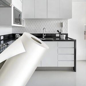 Papel Adesivo envelopar Branco Fosco Opaco Lavável 45cm X 2mt