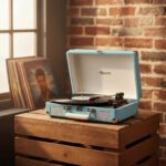 Vitrola Raveo Sonetto Chrome Bluetooth Usb Azul Celeste 33/45/78 RPM