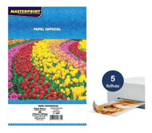 Papel Fotográfico Glossy Com Manta Magnética Imã 690g 5 Fls Branco