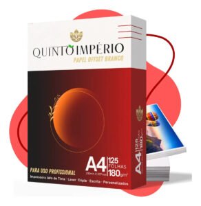 Papel Offset 180g Cartão Com 125 Folhas A4 Branco Premium Sulfite Quinto Império