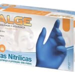 Luvas Nitrílicas Azul Tamanho M Talge Descartáveis Antiderrapantes 100un