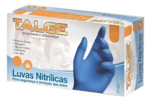 Luvas Nitrílicas Azul Tamanho M Talge Descartáveis Antiderrapantes 100un