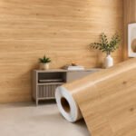 Papel De Parede Adesivo Tacos de Madeira Carvalho Natural Claro Taos Autocolante Lavável 3d Vinil para Envelopar Móveis e paredes rolo 10 Metros X 45cm