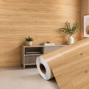 Papel De Parede Adesivo Tacos de Madeira Carvalho Natural Claro Taos Autocolante Lavável 3d Vinil para Envelopar Móveis e paredes rolo 10 Metros X 45cm