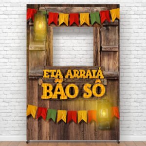 Painel Festa Junina Vazado Interativo Em Tecido Retangular Decoração Arraiá 1,50×2,20m Criatema