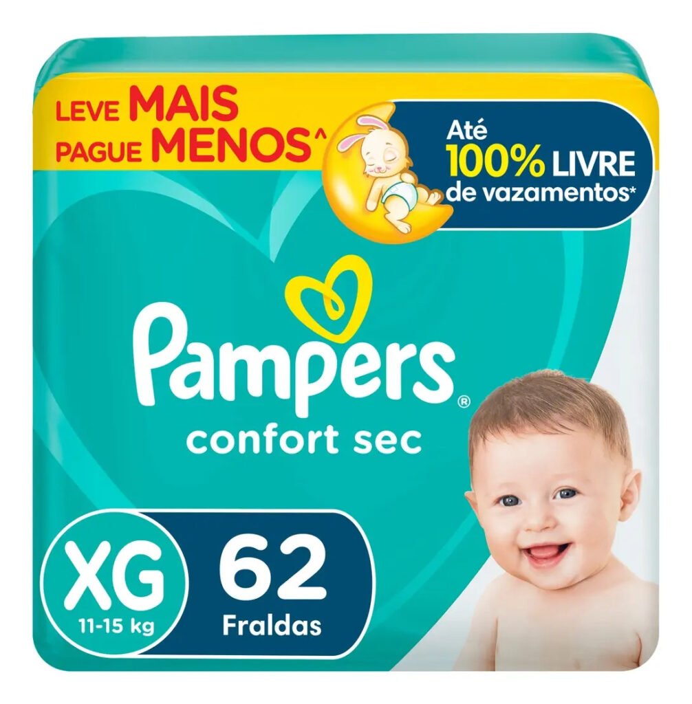 Fralda Pampers Confort Sec XG 62 unidades