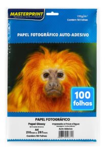 Papel Fotográfico Adesivo 130g A4 Glossy Masterprint 100 Fls Branco