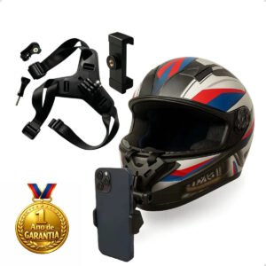 Suporte Capacete Moto Câmera Gopro Celular Galaxy Ios Queixo Cor Preto