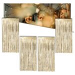 Kit C/ 4un Cortina Metalizada Fitas Para Decoração Cor Champanhe
