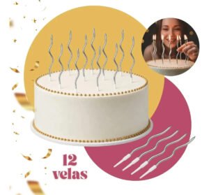 Kit 12 Vela De Aniversario Vela Espiral Palito Metalizada Bolo Ondulada Preteada TopLine Brasil