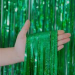 Kit C/ 4un Cortina Metalizada Fitas Para Decoração Franja Cor Verde
