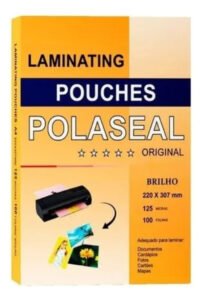Saco para plastificar POLASEAL A4 30.7cm do comprimento 22cm da largura kit X 100 unidades
