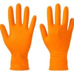 Luva Nitrílica Grip Laranja Rerforçada Mecânico 50 Uni Danny Tamanho G