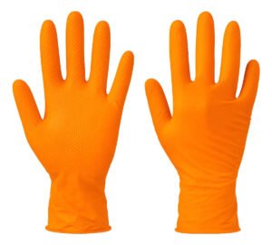 Luva Nitrílica Grip Laranja Rerforçada Mecânico 50 Uni Danny Tamanho G