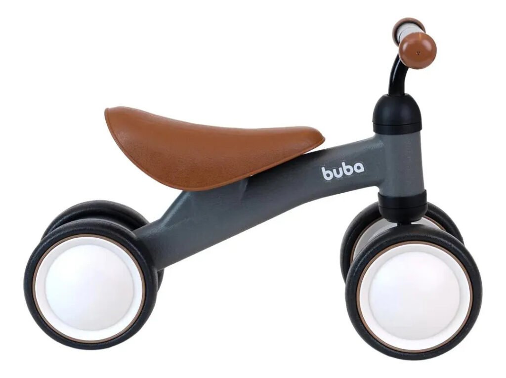 Bicicleta De Equilíbrio 4 Rodas Buba Retro Sem Pedal Cinza